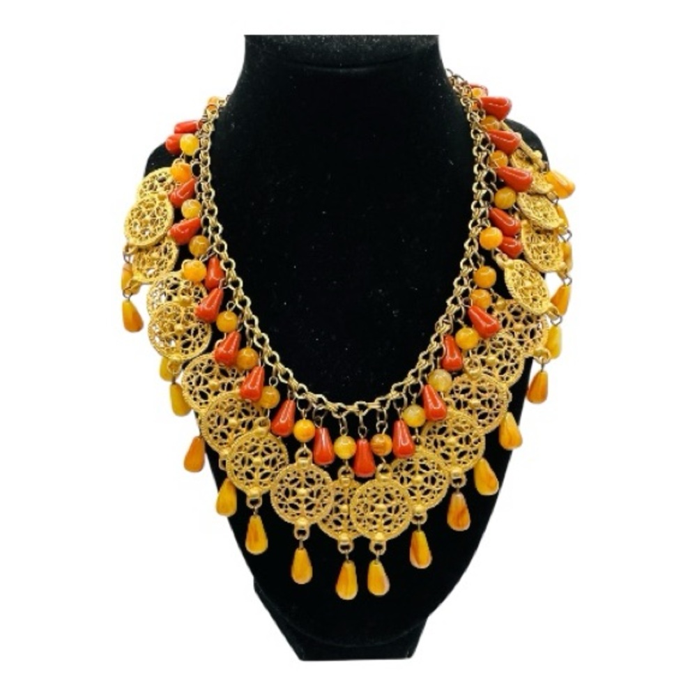 Goldtone Necklace with Glass Beading